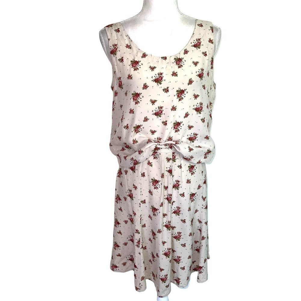The Limited Skirt Set Womens Medium M Floral Rayon Side Buttons Top Size 8 Cream